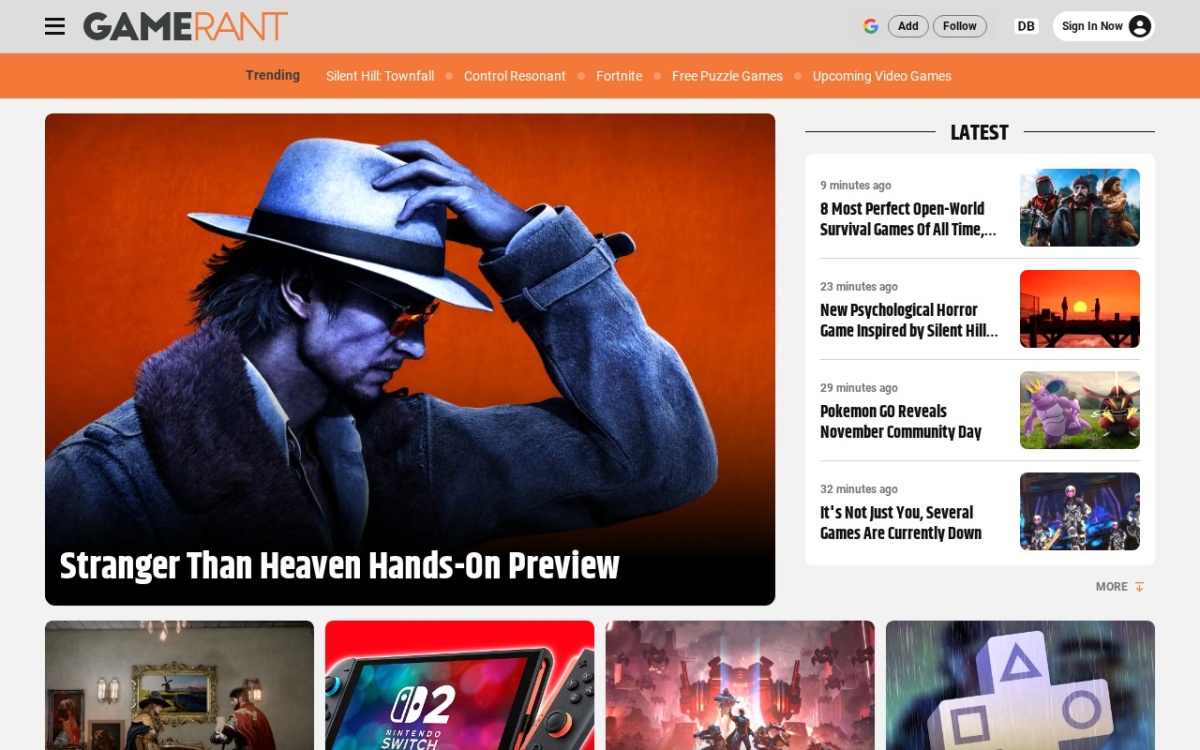 Gamerant website