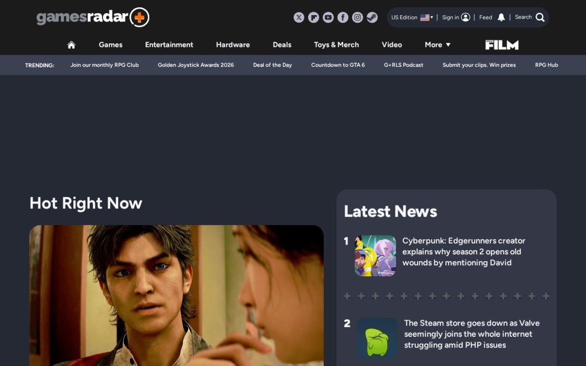 Gamesradar website