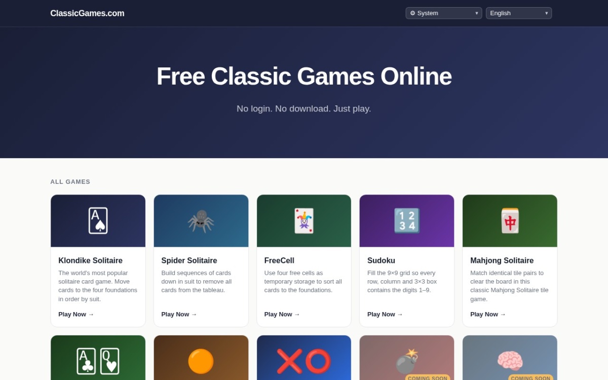 Games website