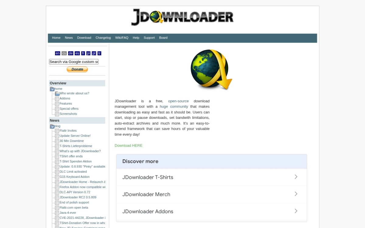 Jdownloader website
